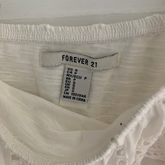 Forever 21 White Crochet Crop Top (small) - Picture 2 of 3